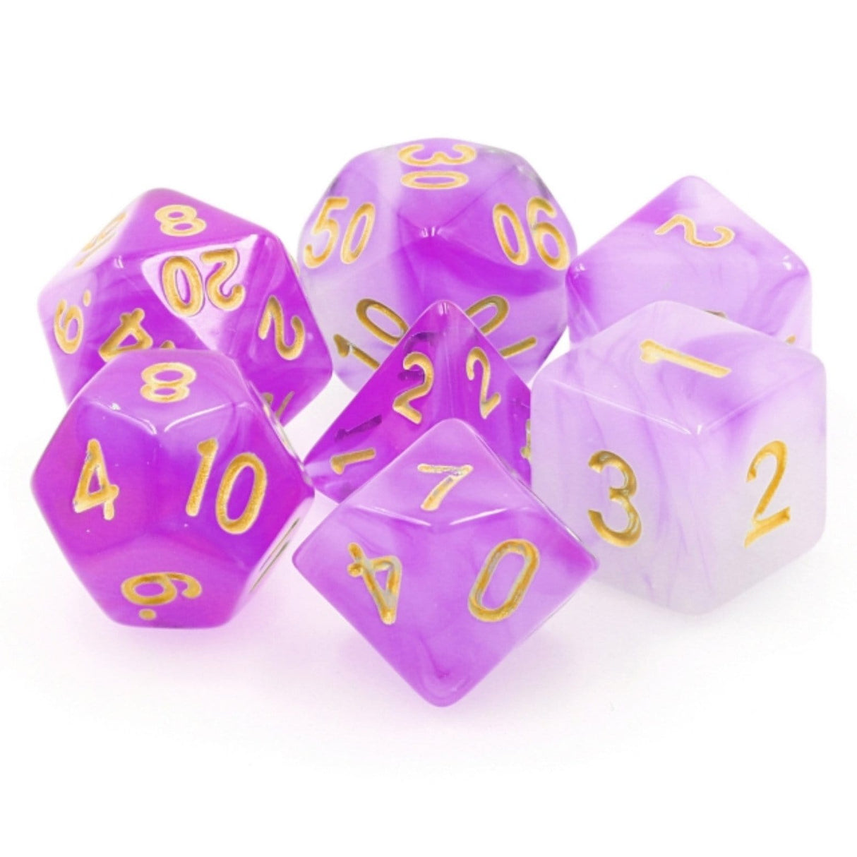 Purple Milky RPG Dice Set Plastic Dice Foam Brain Games