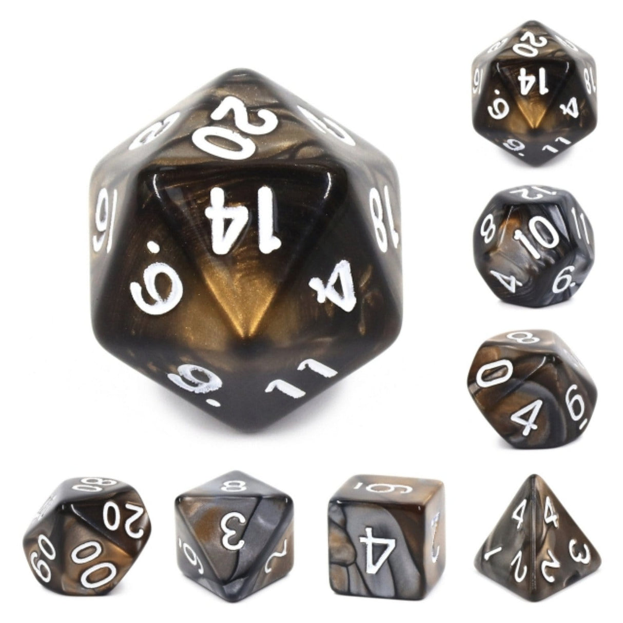 Bronze Coins RPG Dice Set Plastic Dice Foam Brain Games