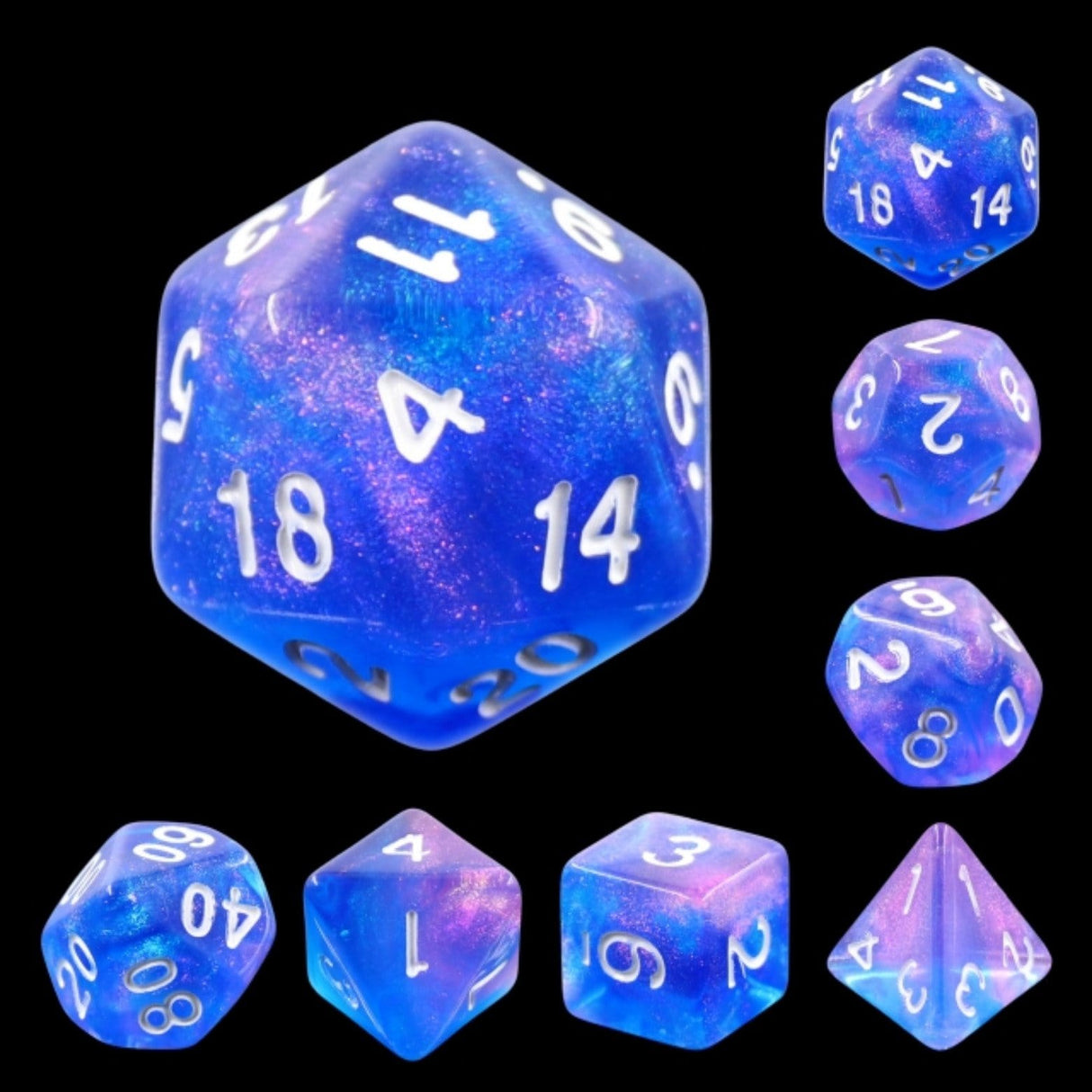 Sapphire Phantasm RPG Dice Set Plastic Dice Foam Brain Games