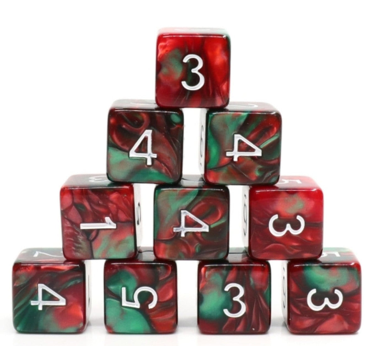 12 piece D6s - Burning Bush Plastic Dice Foam Brain Games
