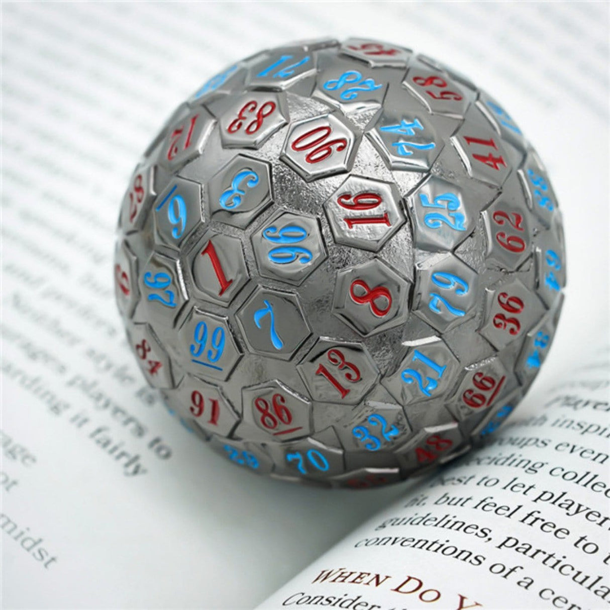 45mm Metal D100 - Black Metal with Red & Blue Metal Dice Foam Brain Games