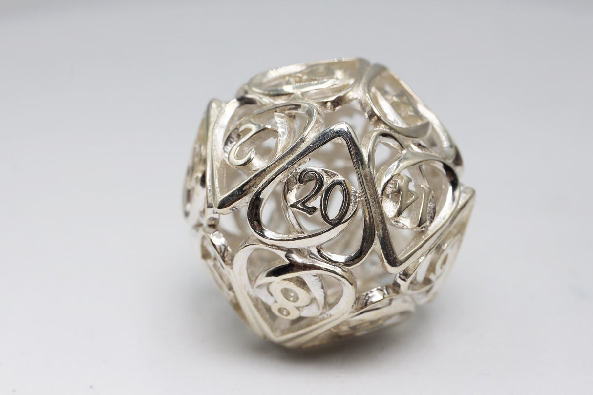 Hollow Hearts: Sterling Silver - Premium RPG Metal Dice Set Metal Dice Foam Brain Games