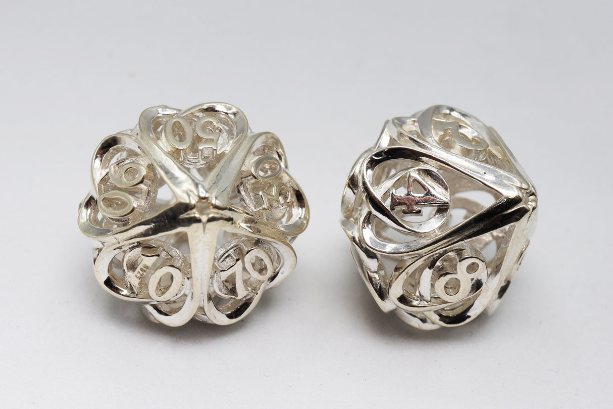Hollow Hearts: Sterling Silver - Premium RPG Metal Dice Set Metal Dice Foam Brain Games