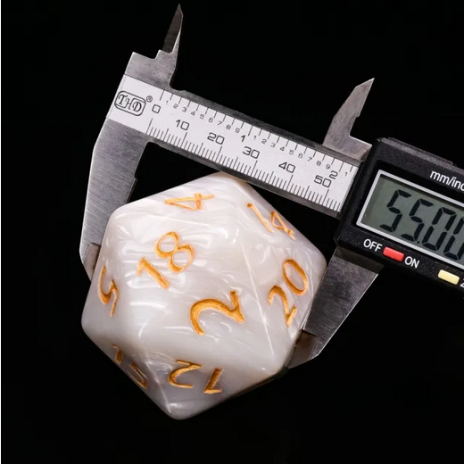 55mm Titan D20 - White Pearl Plastic Dice Foam Brain Games