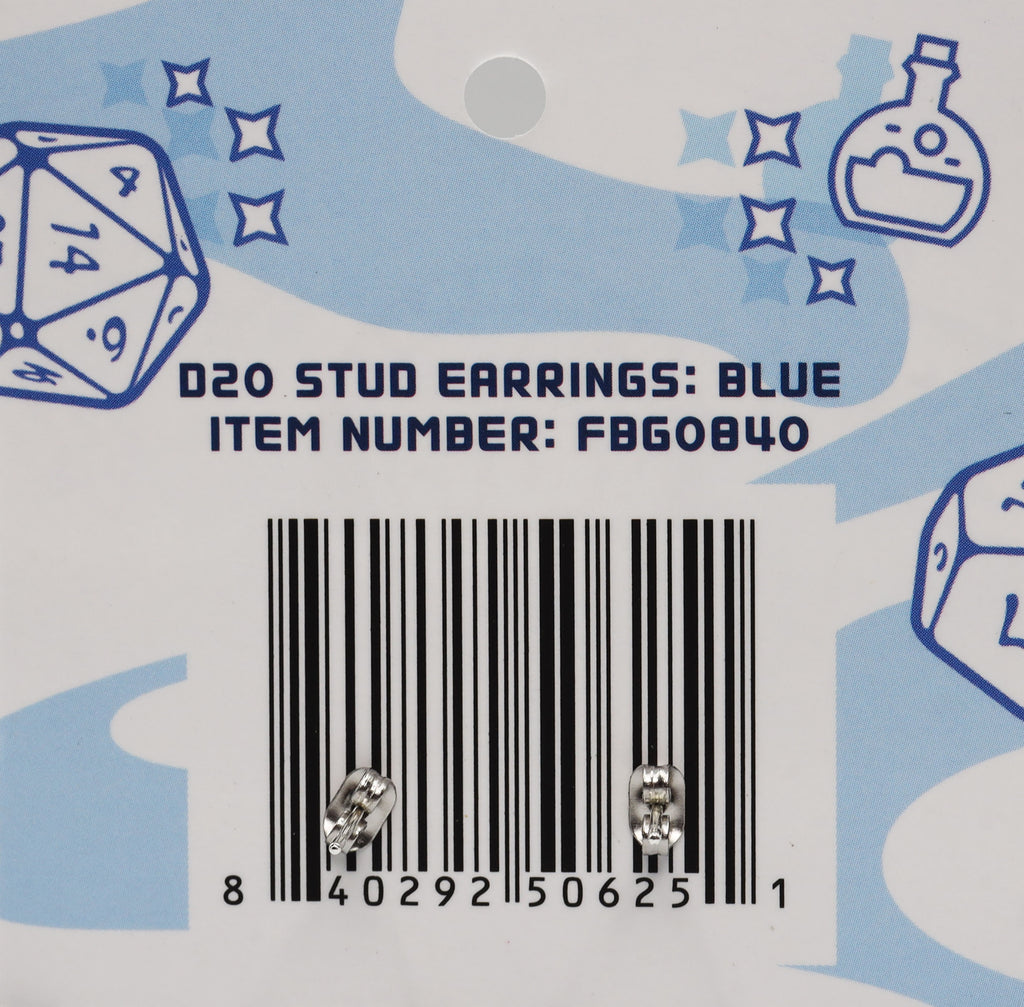 D20 Stud Earrings: Blue Jewelry Foam Brain Games