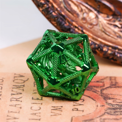 Hollow Dragon Keep D20 - Green Metal Dice Foam Brain Games