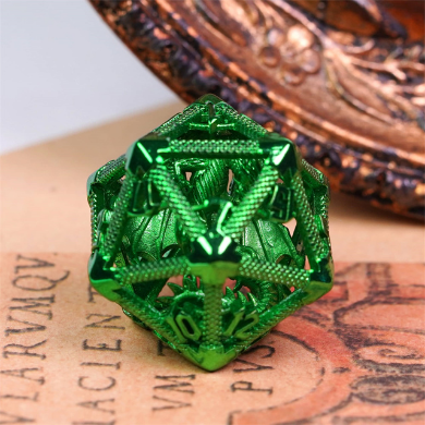Hollow Dragon Keep D20 - Green Metal Dice Foam Brain Games