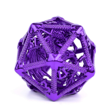 Hollow Dragon Keep D20 - Purple Metal Dice Foam Brain Games