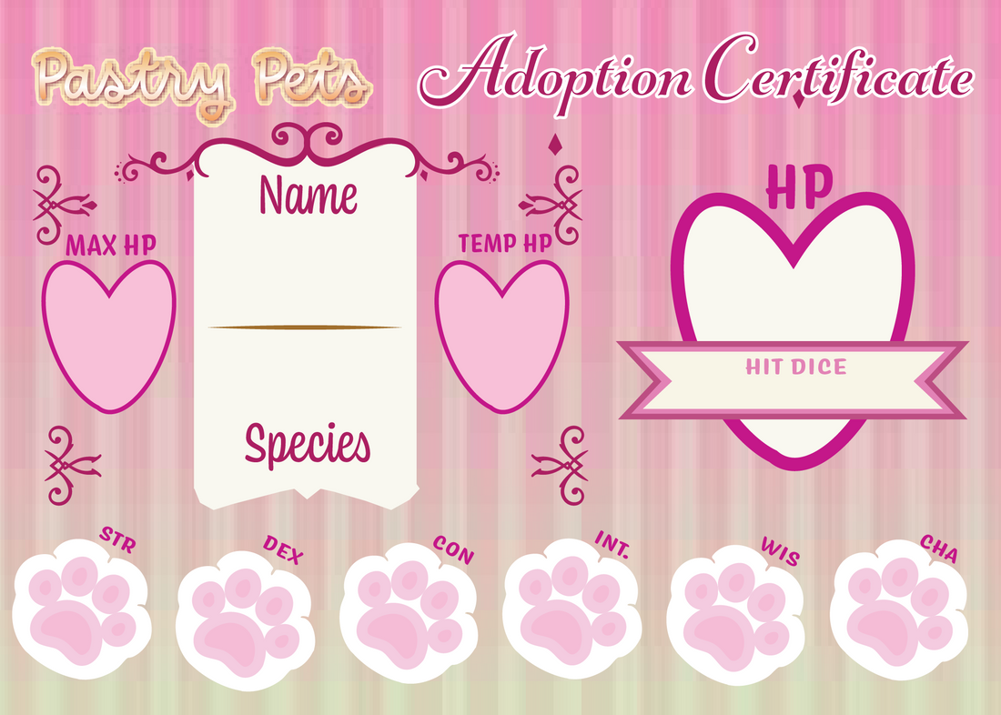 Pastry Pets Downloadable Adoption Certificates and Coloring Book Pages