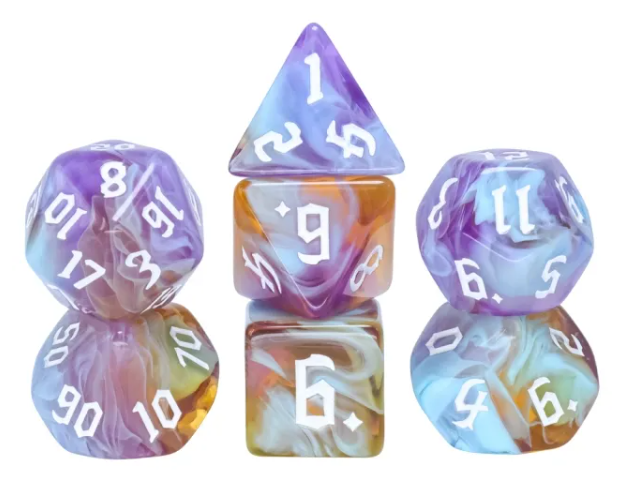 Amethyst Sunset RPG Dice Set Plastic Dice Foam Brain Games