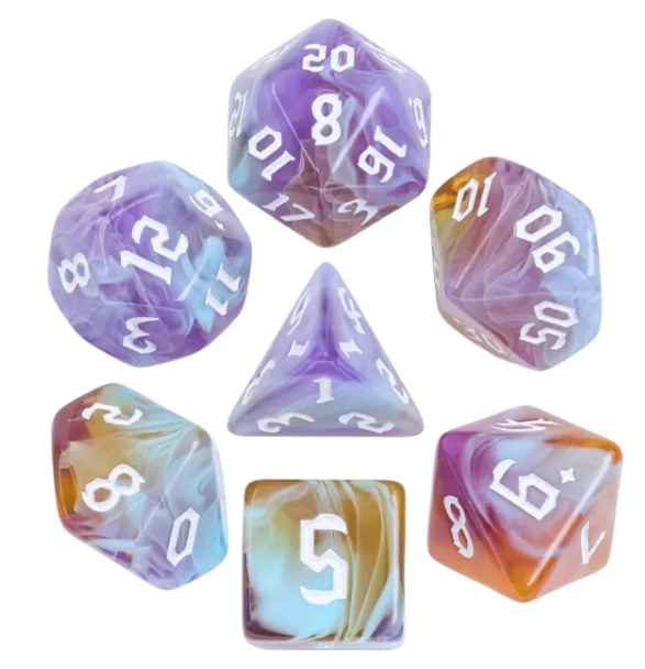 Amethyst Sunset RPG Dice Set Plastic Dice Foam Brain Games