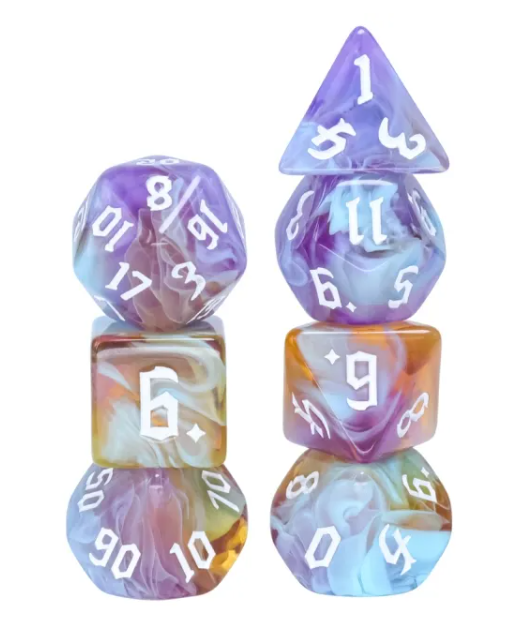 Amethyst Sunset RPG Dice Set Plastic Dice Foam Brain Games