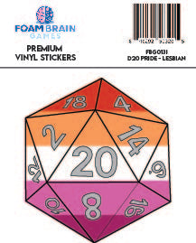D20 Sticker - Lesbian Pride Stickers Foam Brain Games