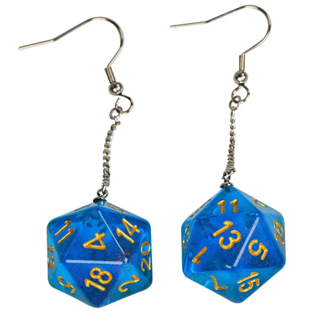 D20 Aurora Earrings: Deep Blue Jewelry Foam Brain Games
