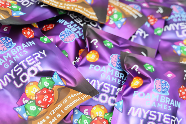 Epic Mystery Loot: Mini Metal RPG Set + Enamel Pin Mystery Loot Foam Brain Games