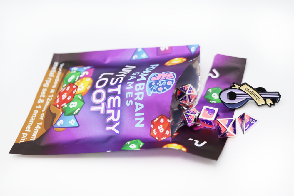 Epic Mystery Loot: Mini Metal RPG Set + Enamel Pin Mystery Loot Foam Brain Games