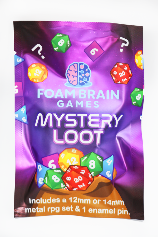 Epic Mystery Loot: Mini Metal RPG Set + Enamel Pin Mystery Loot Foam Brain Games