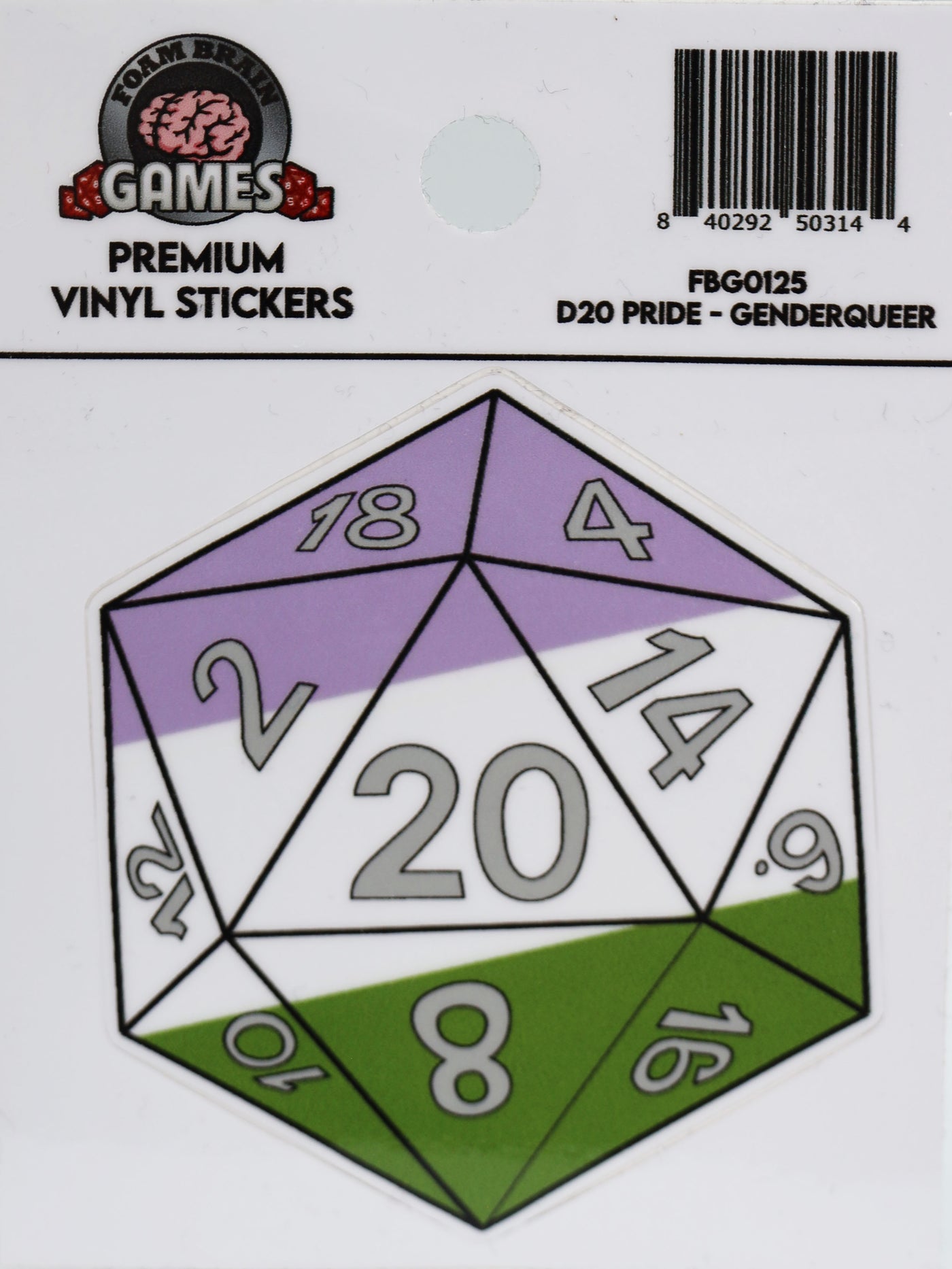 D20 Sticker - Genderqueer Pride Stickers Foam Brain Games