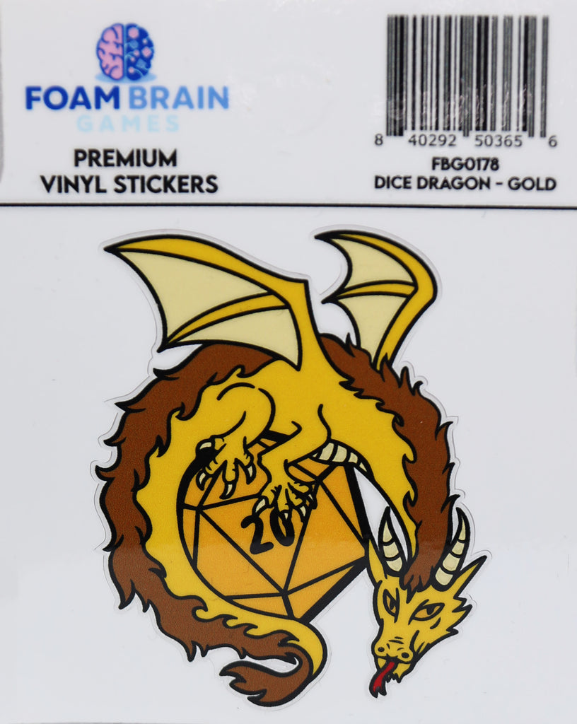 Dice Dragon Sticker: Gold Stickers Foam Brain Games