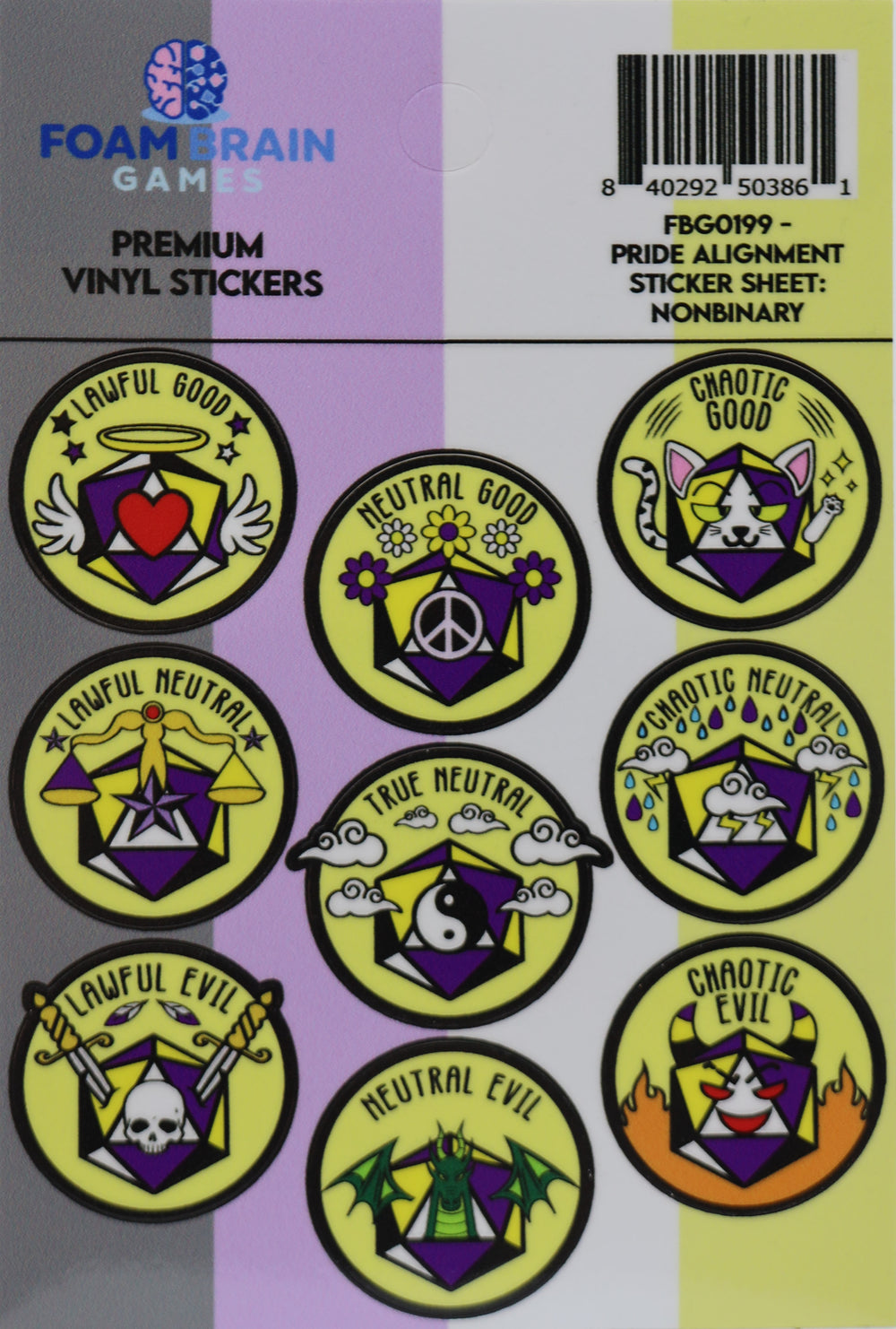 Pride Alignment Sticker Sheet: Nonbinary Stickers Foam Brain Games