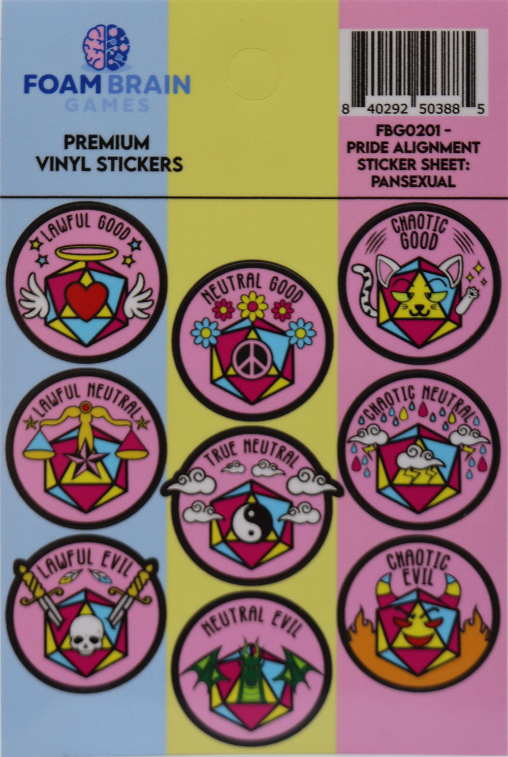 Pride Alignment Sticker Sheet: Pansexual Stickers Foam Brain Games