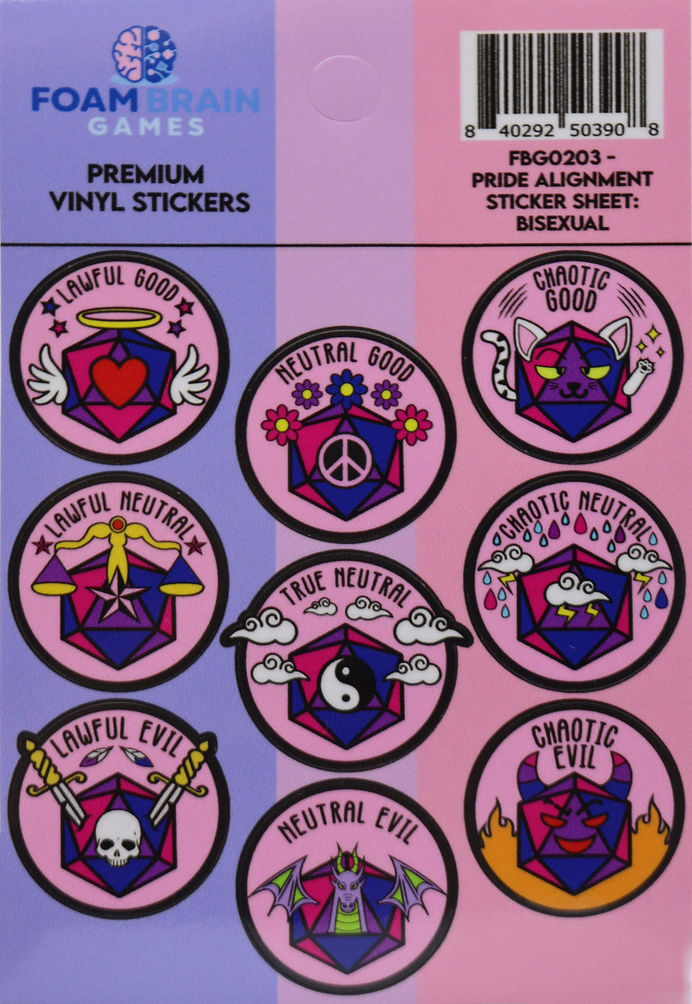 Pride Alignment Sticker Sheet: Bisexual Stickers Foam Brain Games