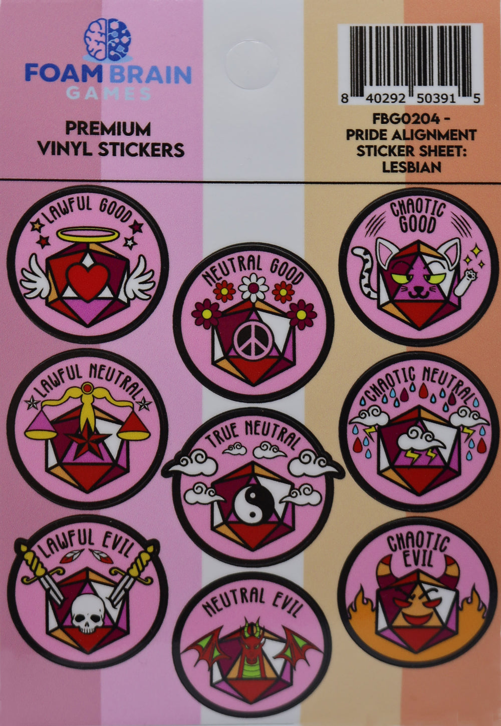 Pride Alignment Sticker Sheet: Lesbian Stickers Foam Brain Games