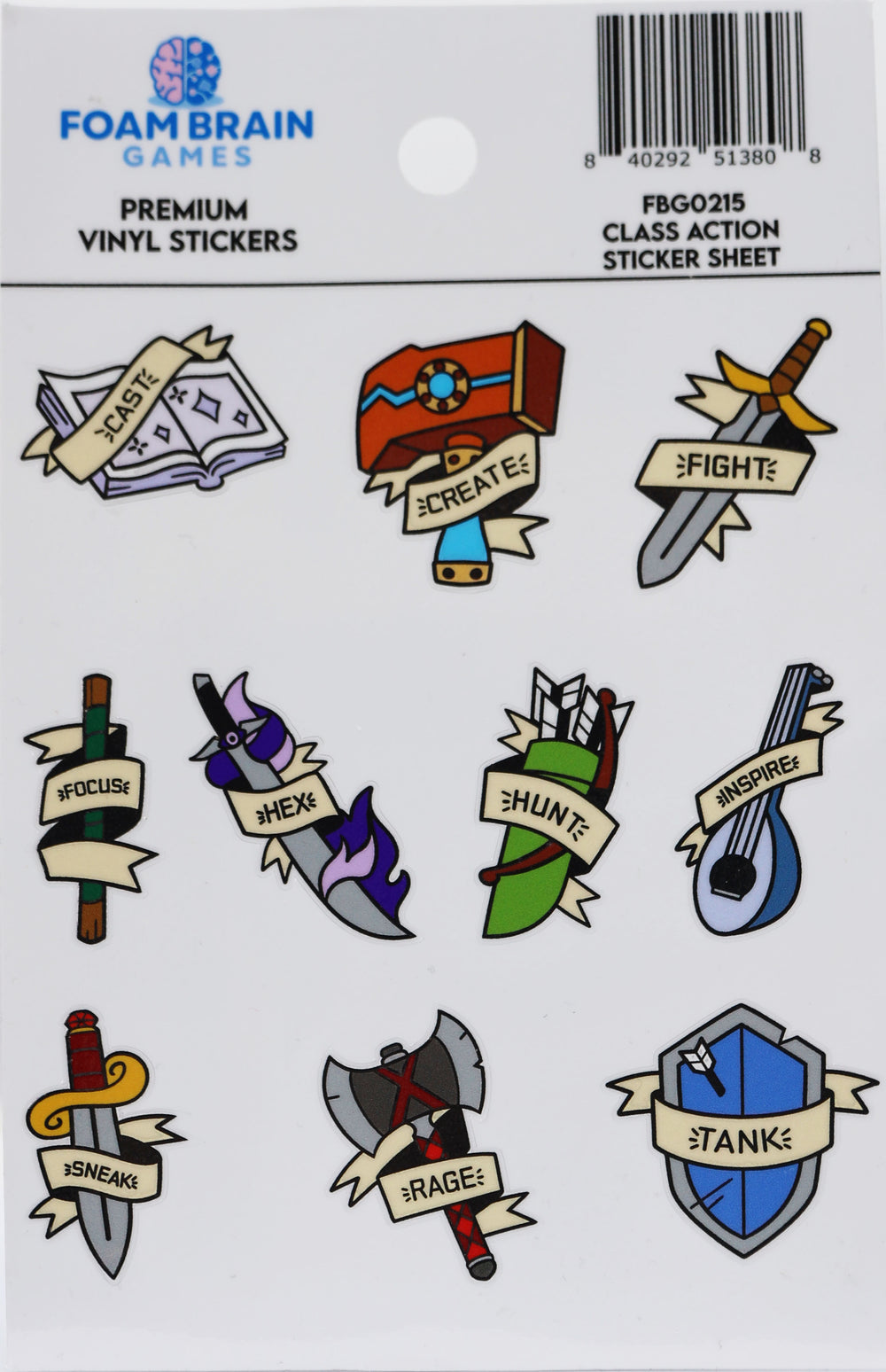 Class Action Sticker Sheet Stickers Foam Brain Games