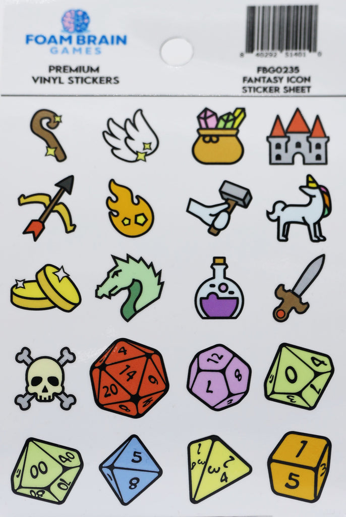 Fantasy Icon Sticker Sheet  Foam Brain Games