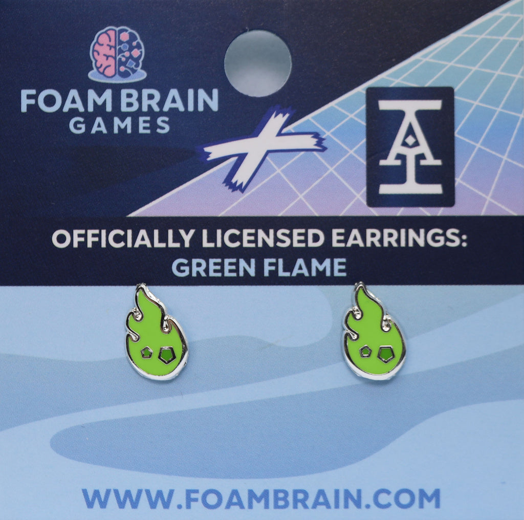Acquisitions Inc Stud Earrings: Green Flame Jewelry Foam Brain Games