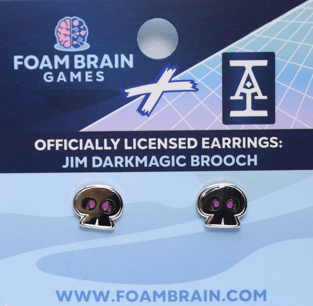 Acquisitions Inc Stud Earrings: Jim Darkmagic Brooch Jewelry Foam Brain Games