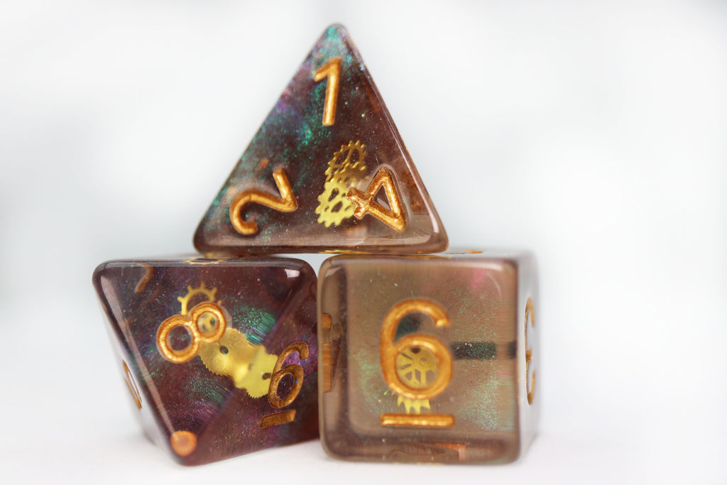 Glitter Gearwheel RPG Dice Set Plastic Dice Foam Brain Games