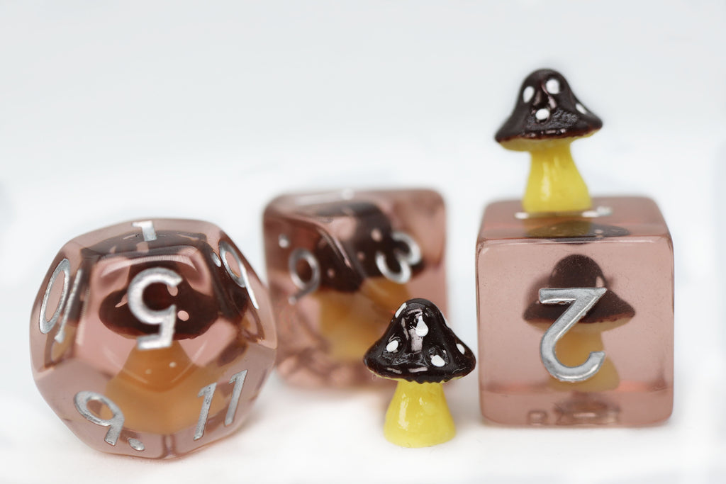 Coffee Mushroom RPG Dice Set Plastic Dice Foam Brain Games