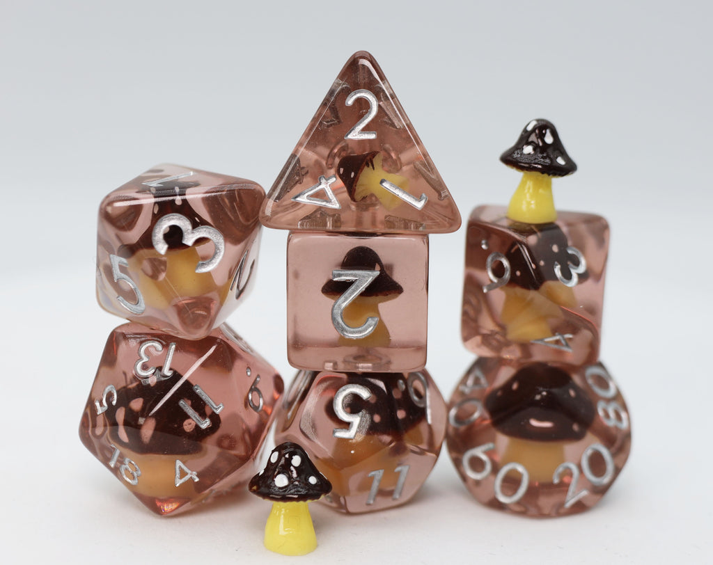 Coffee Mushroom RPG Dice Set Plastic Dice Foam Brain Games