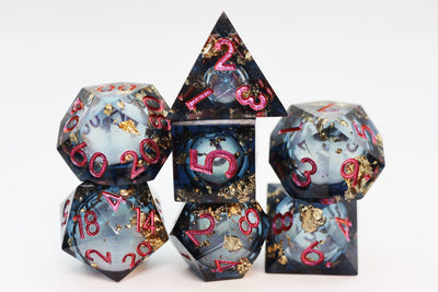 Sharp Edge Liquid Core RPG Dice Set - Crystal Asteroid Plastic Dice Foam Brain Games