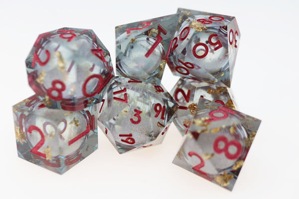 Sharp Edge Liquid Core RPG Dice Set - Crystal Asteroid Plastic Dice Foam Brain Games