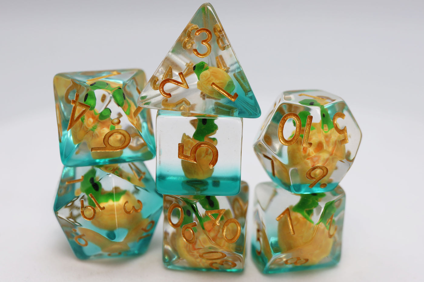 Green Dragon Hatchlings RPG Dice Set Plastic Dice Foam Brain Games