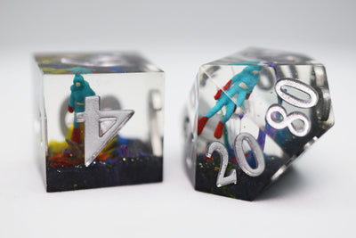 Sharp Edge Resin RPG Dice Set - Steve the SCUBA Diver Plastic Dice Foam Brain Games