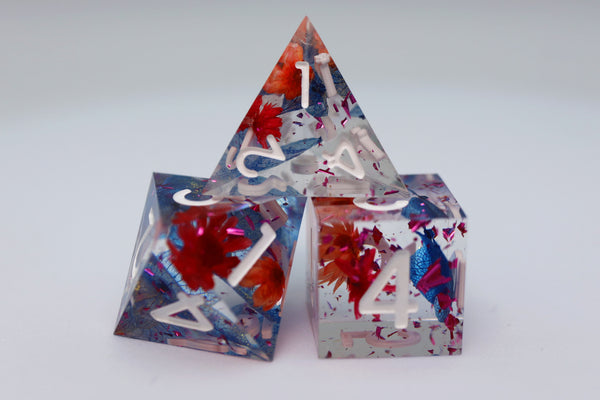 Sharp Edge Resin RPG Dice Set - Blooming Tempest Plastic Dice Foam Brain Games