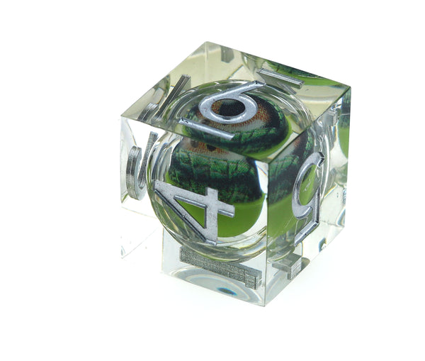 Sharp Edge Moving Eye RPG Dice Set - Green Dragon Eye Plastic Dice Foam Brain Games
