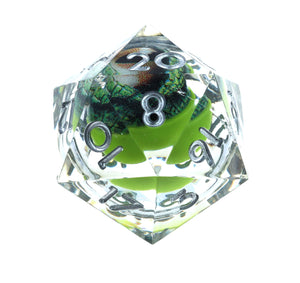 Sharp Edge Moving Eye RPG Dice Set - Green Dragon Eye Plastic Dice Foam Brain Games
