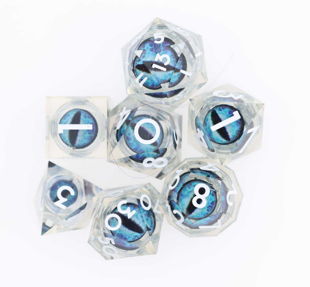 Sharp Edge Moving Eye RPG Dice Set - Oceansight Plastic Dice Foam Brain Games