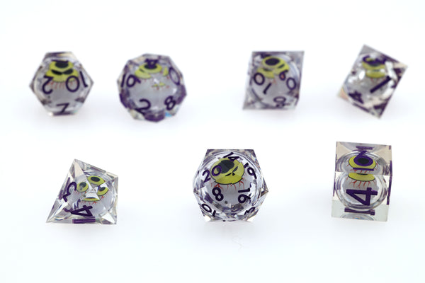 Sharp Edge Moving Eye RPG Dice Set - Moonshot Plastic Dice Foam Brain Games