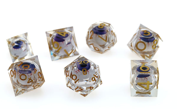 Sharp Edge Moving Eye RPG Dice Set - Goldshot Plastic Dice Foam Brain Games