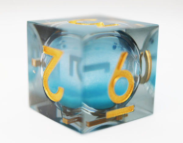 Sharp Edge Glow in the Dark Liquid Core RPG Dice Set - Blue Specter Plastic Dice Foam Brain Games