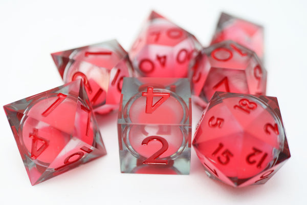 Sharp Edge Glow in the Dark Liquid Core RPG Dice Set - Midnight Rose Plastic Dice Foam Brain Games