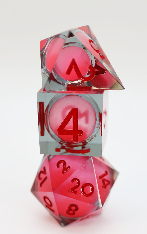 Sharp Edge Glow in the Dark Liquid Core RPG Dice Set - Midnight Rose Plastic Dice Foam Brain Games