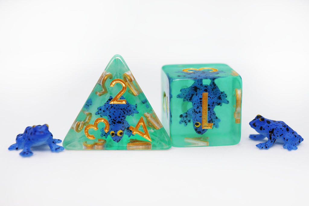 Dark Blue Frog RPG Dice Set Plastic Dice Foam Brain Games