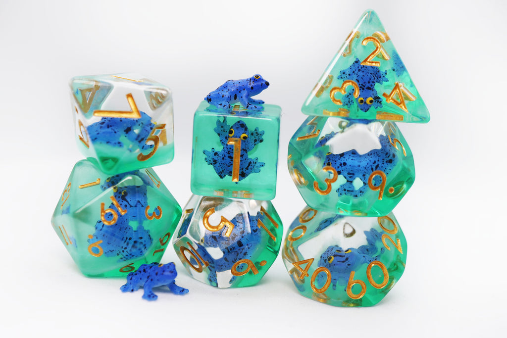 Dark Blue Frog RPG Dice Set Plastic Dice Foam Brain Games