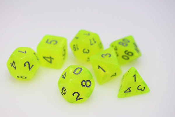 Radioactive Lemonade RPG Dice Set Plastic Dice Foam Brain Games